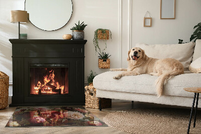 Base de vidro para lareira retangular Buquê de flores em detalhes