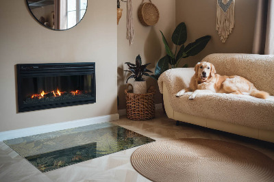 Base de vidro decorativa para lareira Motivos vegetais com borboletas