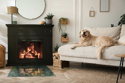 Base de vidro decorativa para lareira Motivos vegetais com borboletas