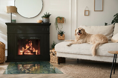 Base de vidro decorativa para lareira Motivos vegetais com borboletas