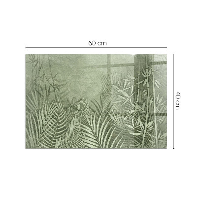 Base de vidro para lareira retangular Folhas tropicais ao fundo