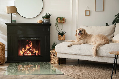 Base de vidro para lareira retangular Folhas tropicais ao fundo