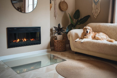 Base de vidro decorativa para lareira Padrão delicado de mármore