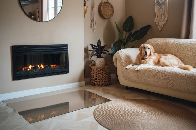 Base de vidro para lareira retangular Cor marrom