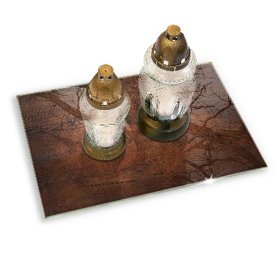 Base para velas de cemitério Placa de madeira escura