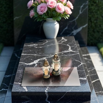 Base para velas de cemitério Placa de madeira escura