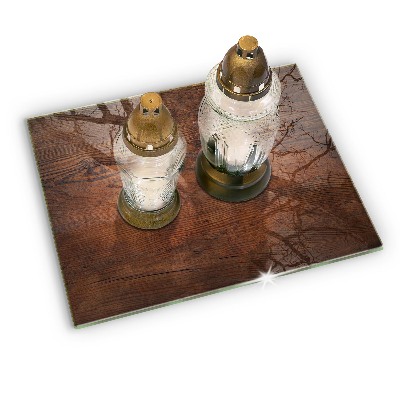 Base para velas de cemitério Placa de madeira escura