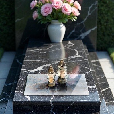 Base para velas de cemitério Textura de mármore