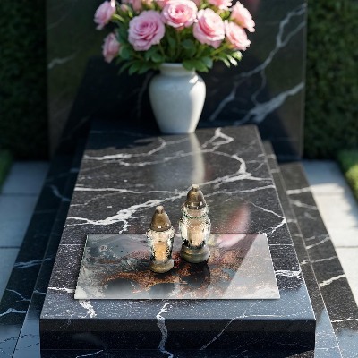 Base para velas de cemitério Estrutura de rocha dourada