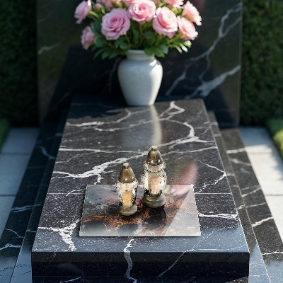 Base para velas de cemitério Estrutura de rocha dourada