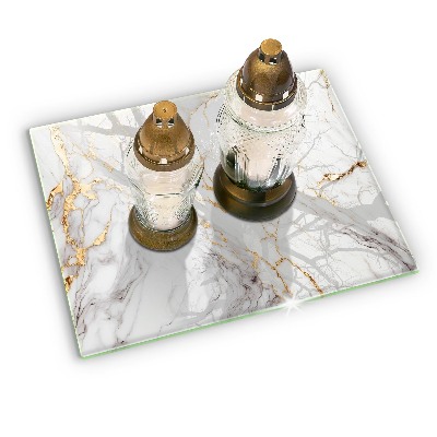 Base para velas de cemitério Mármore claro com dourado