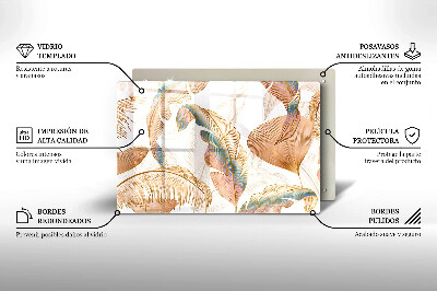 Base para velas de cemitério Penas e folhas Boho