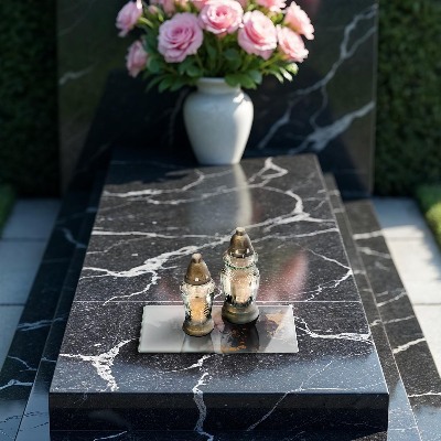 Base para velas de cemitério Abstração com ouro