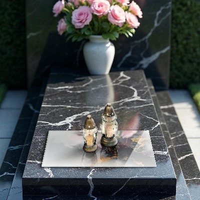 Base para velas de cemitério Abstração com ouro