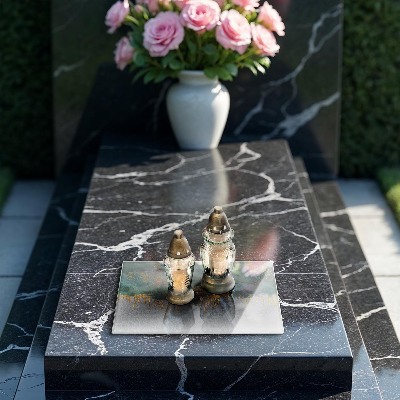 Base para velas de cemitério Abstração com ouro