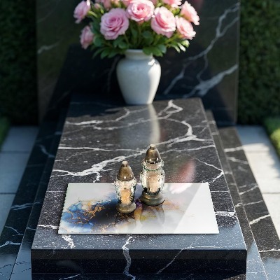 Base para velas de cemitério Abstração com azul