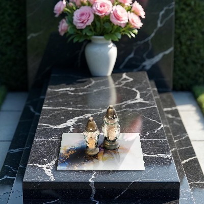 Base para velas de cemitério Abstração com azul