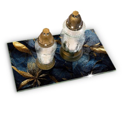 Base para velas de cemitério Folhas decorativas com ouro