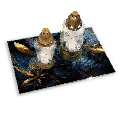 Base para velas de cemitério Folhas decorativas com ouro