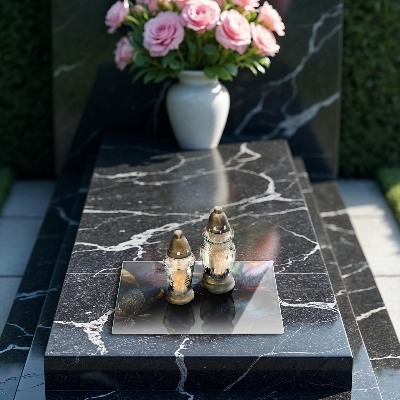 Base para velas de cemitério Folhas decorativas com ouro