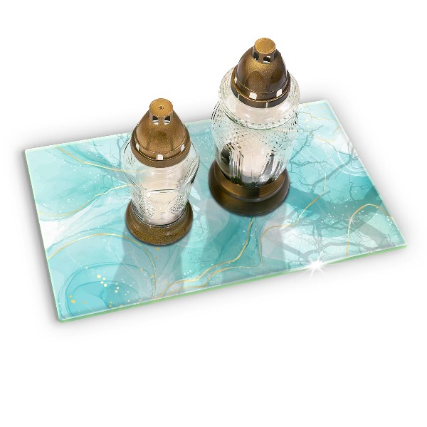 Base para velas de cemitério Abstração azul e dourada