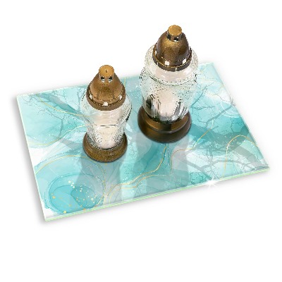 Base para velas de cemitério Abstração azul e dourada