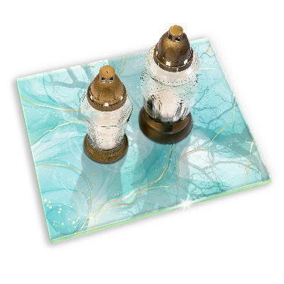 Base para velas de cemitério Abstração azul e dourada