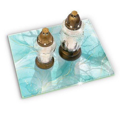 Base para velas de cemitério Abstração azul e dourada