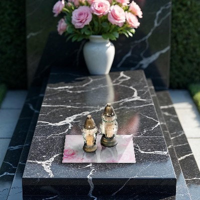 Base para velas de cemitério Fundo de rosas delicadas