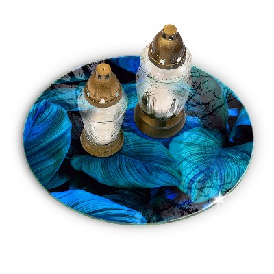 Base para velas de cemitério redondas Folhas de vegetação da selva