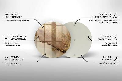 Base para velas de cemitério redondas Ouro abstrato