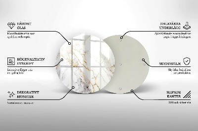 Base para velas de cemitério redondas Mármore claro com dourado