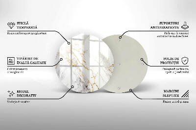 Base para velas de cemitério redondas Mármore claro com dourado