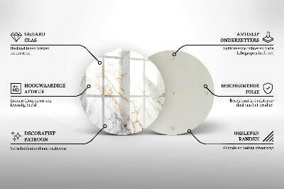 Base para velas de cemitério redondas Mármore claro com dourado