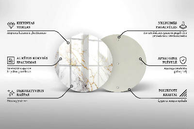 Base para velas de cemitério redondas Mármore claro com dourado