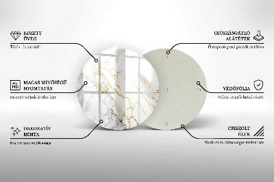 Base para velas de cemitério redondas Mármore claro com dourado