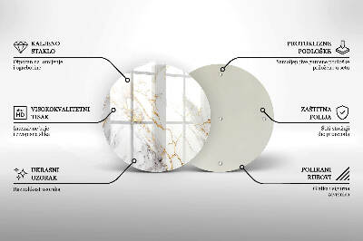 Base para velas de cemitério redondas Mármore claro com dourado
