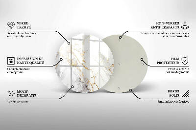 Base para velas de cemitério redondas Mármore claro com dourado