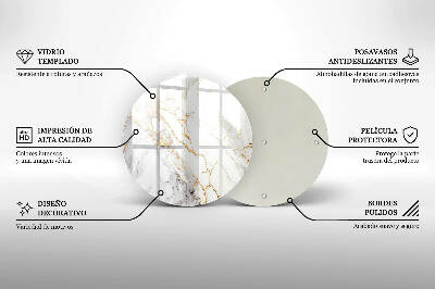 Base para velas de cemitério redondas Mármore claro com dourado