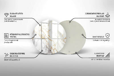 Base para velas de cemitério redondas Mármore claro com dourado