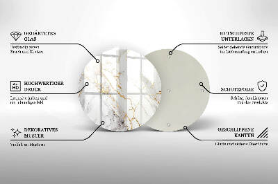 Base para velas de cemitério redondas Mármore claro com dourado