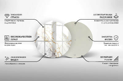 Base para velas de cemitério redondas Mármore claro com dourado