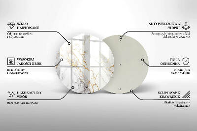 Base para velas de cemitério redondas Mármore claro com dourado
