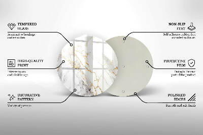 Base para velas de cemitério redondas Mármore claro com dourado