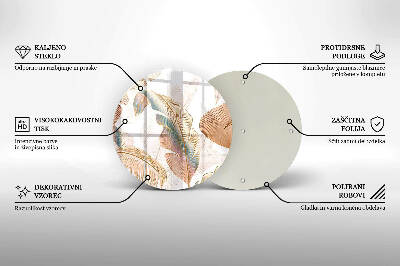Base para velas de cemitério redondas Penas e folhas Boho