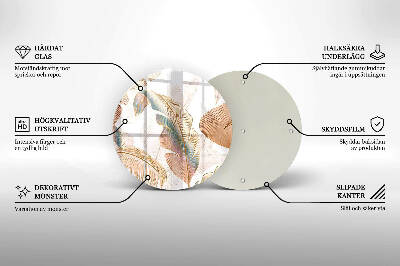 Base para velas de cemitério redondas Penas e folhas Boho