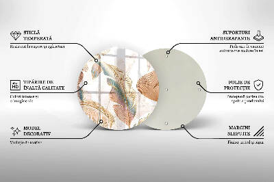 Base para velas de cemitério redondas Penas e folhas Boho