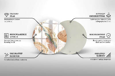 Base para velas de cemitério redondas Penas e folhas Boho