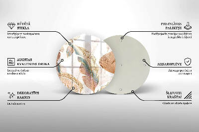 Base para velas de cemitério redondas Penas e folhas Boho