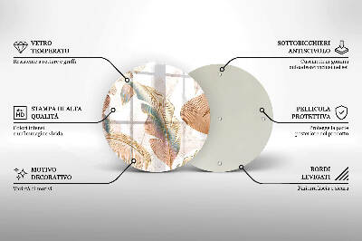 Base para velas de cemitério redondas Penas e folhas Boho